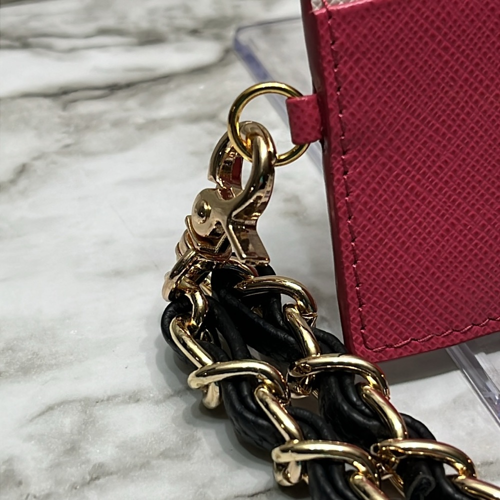 PRADA PINK LEATHER CARD HOLDER WRISTLET NWOT - Picture 4 of 7